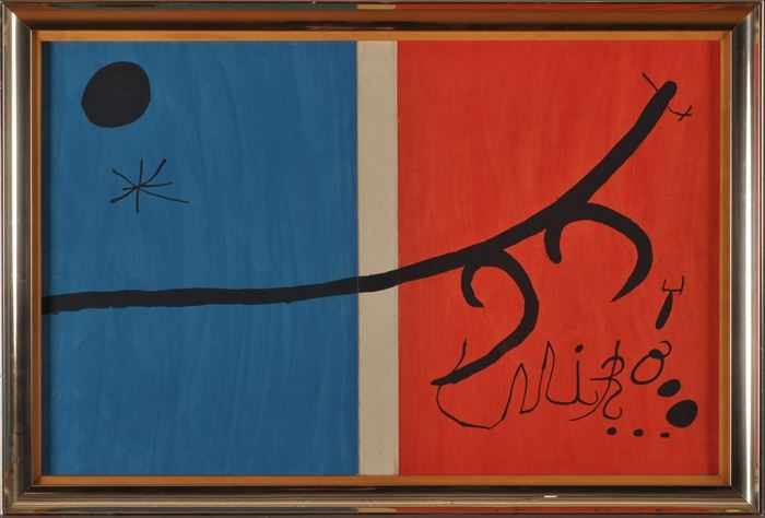 Appraisal: MANNER OF JOAN MIRO UNTITLED Oil on canvas laid down