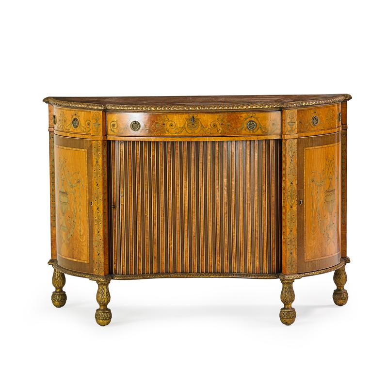 Appraisal: GEORGE III STYLE DEMI LUNE CABINET Gilt-bronze mounted rosewood with