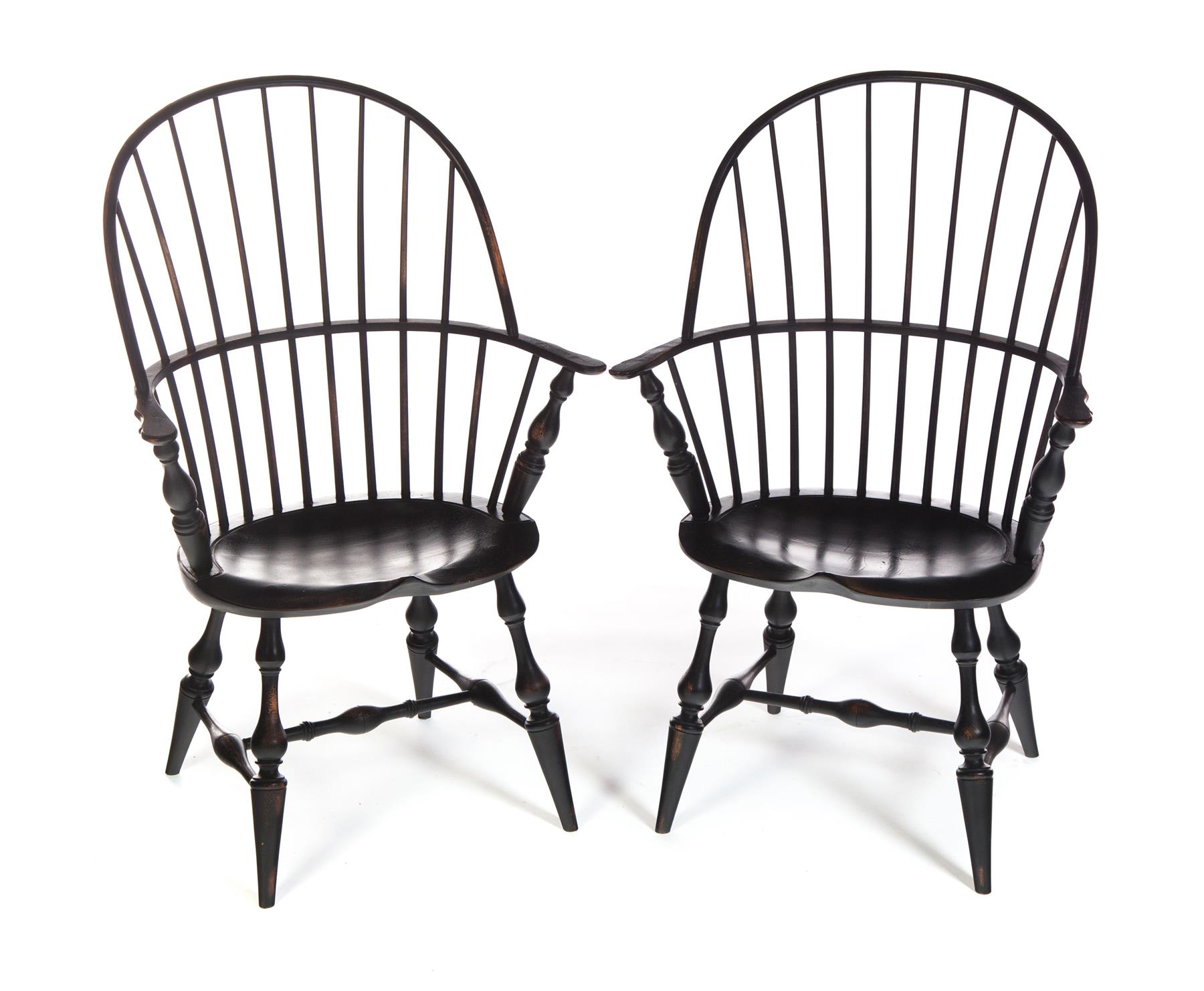 Appraisal: TWO SACKBACK WINDSOR-STYLE ARMCHAIRS BY THE SERAPH American late th