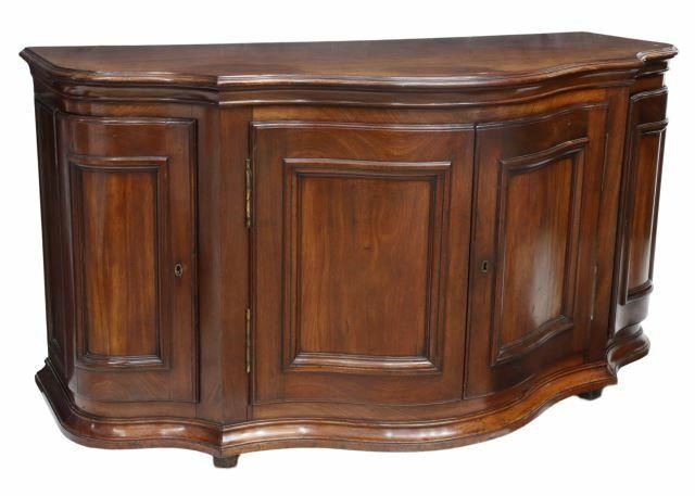 Appraisal: French mahogany sideboard late th c serpentine-front case centered double-door