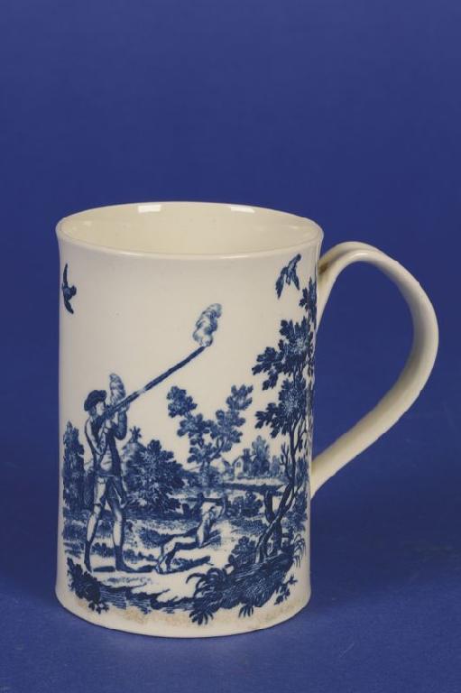 Appraisal: A RARE FIRST PERIOD WORCESTER BLUE AND WHITE MUG circa