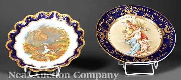 Appraisal: Two Cobalt and Gilt Porcelain Cabinet Plates early th c