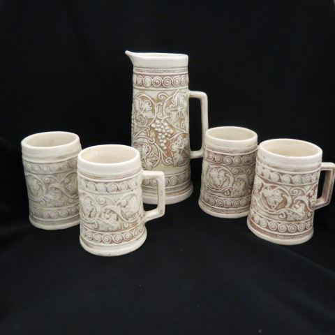 Appraisal: pc Weller Art Pottery Beverage Set pitcher - mugs 's