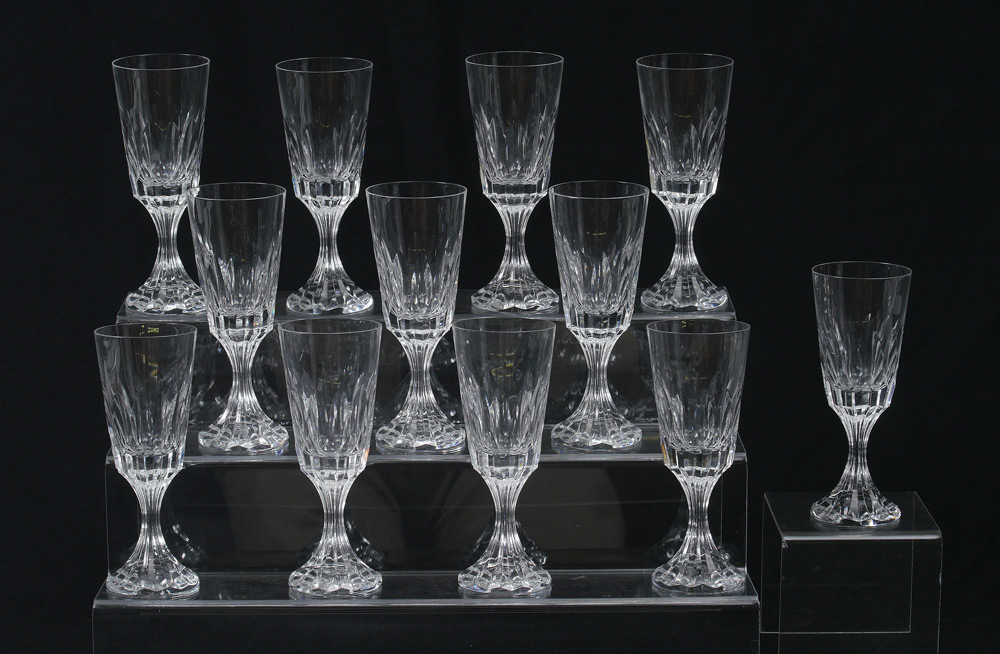 Appraisal: BACCARAT CRYSTAL PATTERN D'ASSAS WHITE WINE STEMS Each marked with