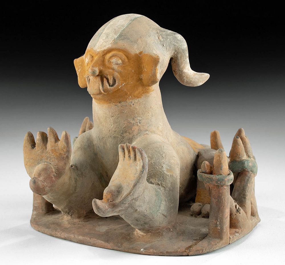 Appraisal: Jamacoaque Pottery Enthroned Jaguar Figure Pre-Columbian Ecuador Jamacoaque Jama Coaque