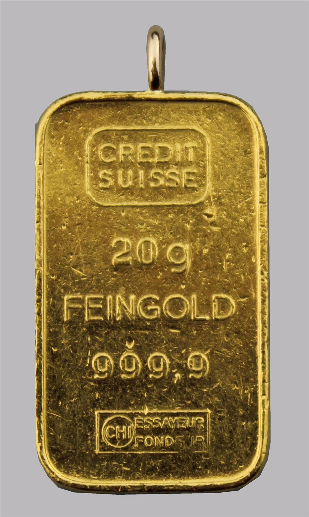 Appraisal: CREDIT SUISSE GRAMS FEINGOLD MEDALLION the Credit Suisse is stamped