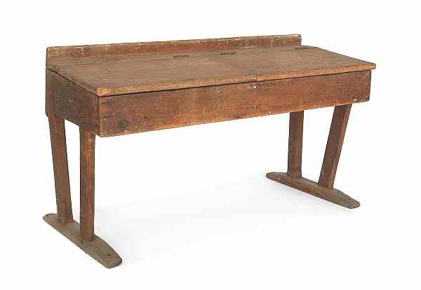 Appraisal: Pennsylvania pine double school desk early th c with shoe