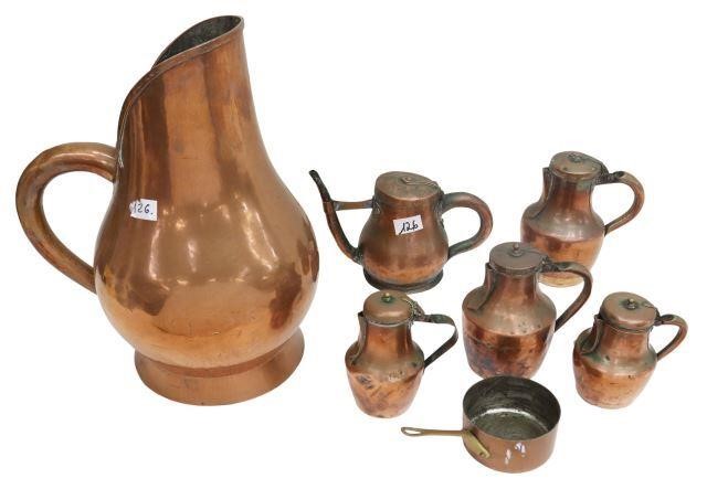 Appraisal: lot of French copper kitchenware including large ewer small sauce