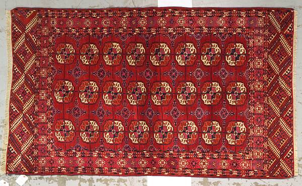 Appraisal: A Turkoman rug Turkestan late th century size approximately ft