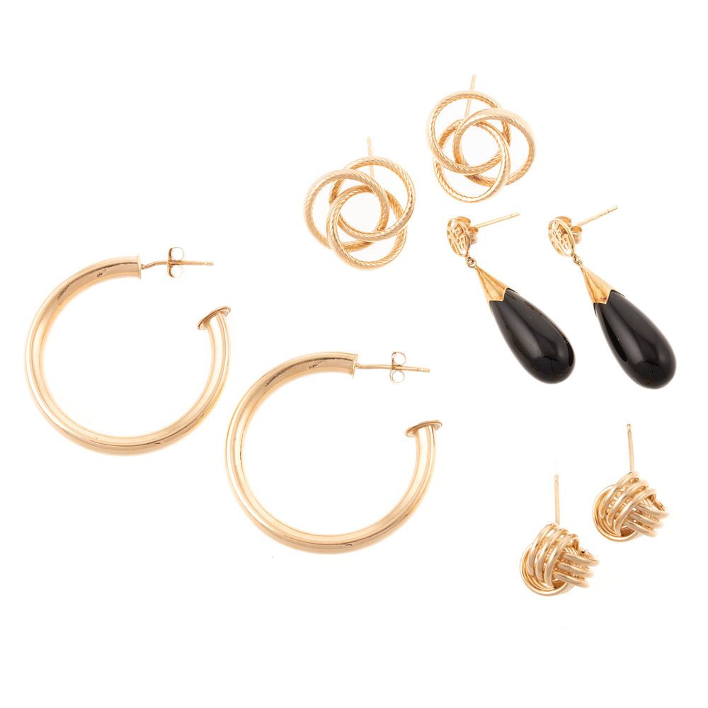 Appraisal: A Pair of K Hoops Three Other Gold Earrings A