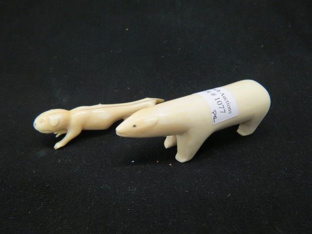 Appraisal: Carved Ivory Figurines bear creature long