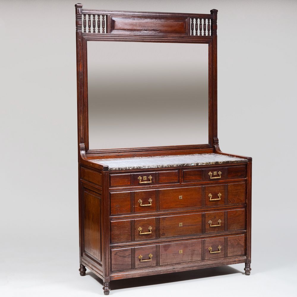 Appraisal: Aesthetic Movement Rosewood Chest with Mirror Stamped Herter Brothers Stamped