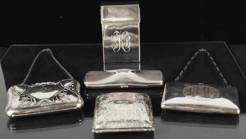 Appraisal: Lot of Sterling Silver Cases Description Includes three compacts purses