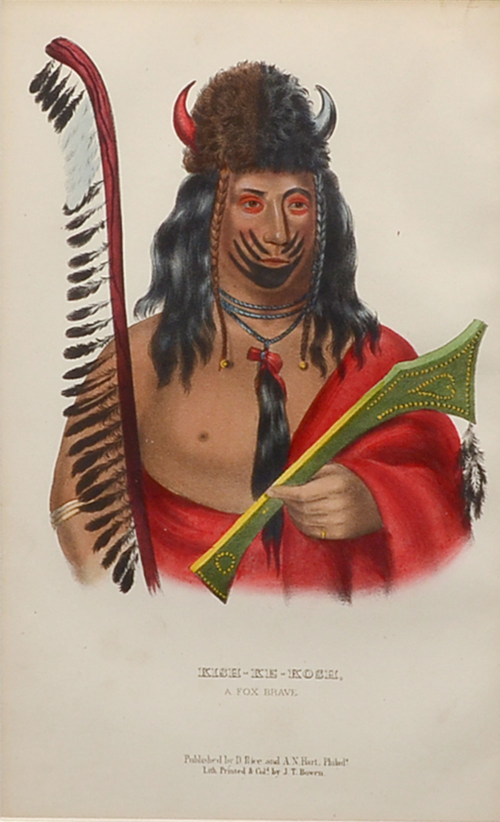 Appraisal: MCKENNEY AND HALL INDIAN LITHOGRAPH ''KISH-KE-KOSH A Fox Brave'' sight