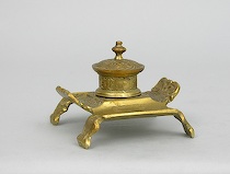 Appraisal: Small French Inkwell With Penholder Lovely footed inkwell with round