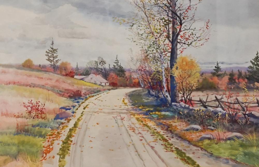 Appraisal: John Jesse Francis Artist - Country Road in Fall Watercolor