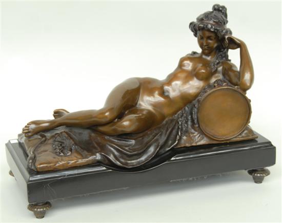 Appraisal: AFTER SHABTAI BRONZE Figure of a reclining nude H D