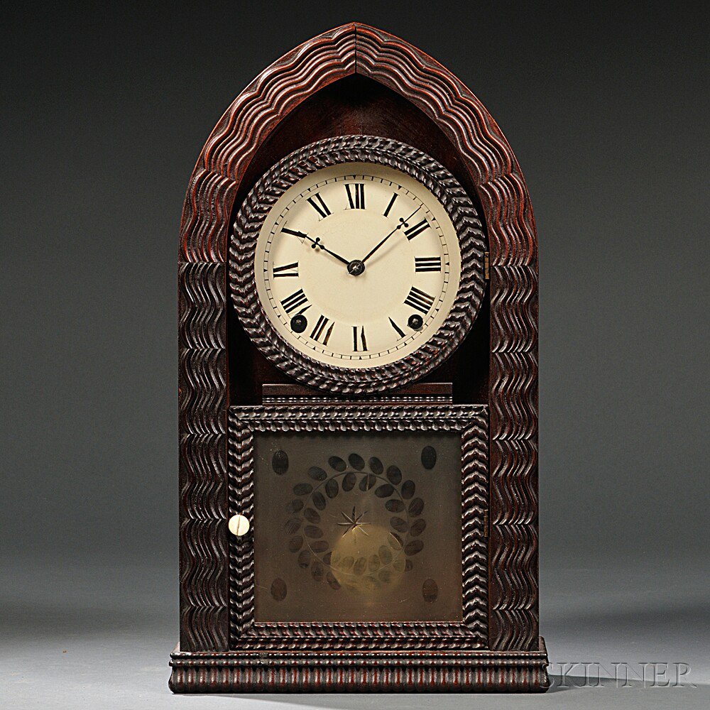 Appraisal: J C Brown Ripple Front Beehive Clock Bristol Connecticut c