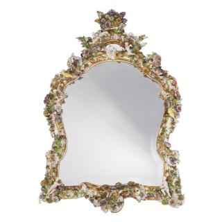 Appraisal: Large Antique Meissen porcelain wall mirror Large Antique Meissen porcelain