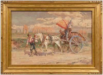 Appraisal: Henry Enrico Coleman watercolor Italian - quot The Water Carrier