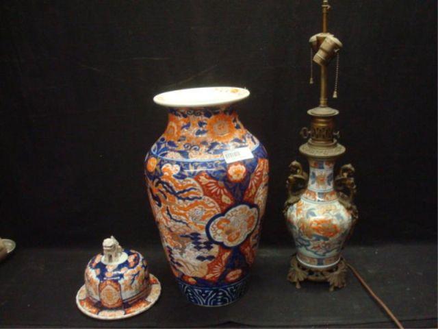 Appraisal: Imari Style Asian Vase Lidded Plate along with an Asian