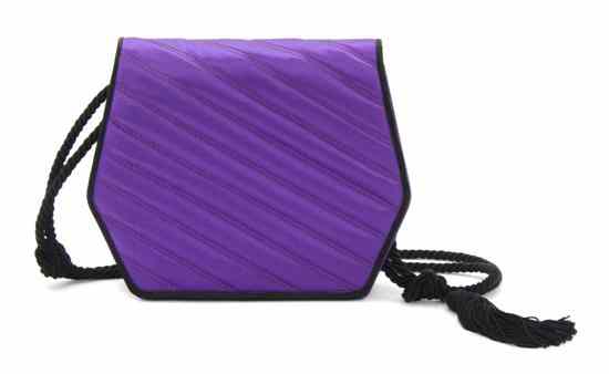 Appraisal: A Valentino Purple Silk Evening Bag with a black cord