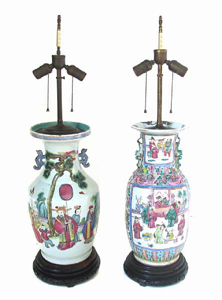 Appraisal: A pair of Chinese famille rose porcelain vases height in