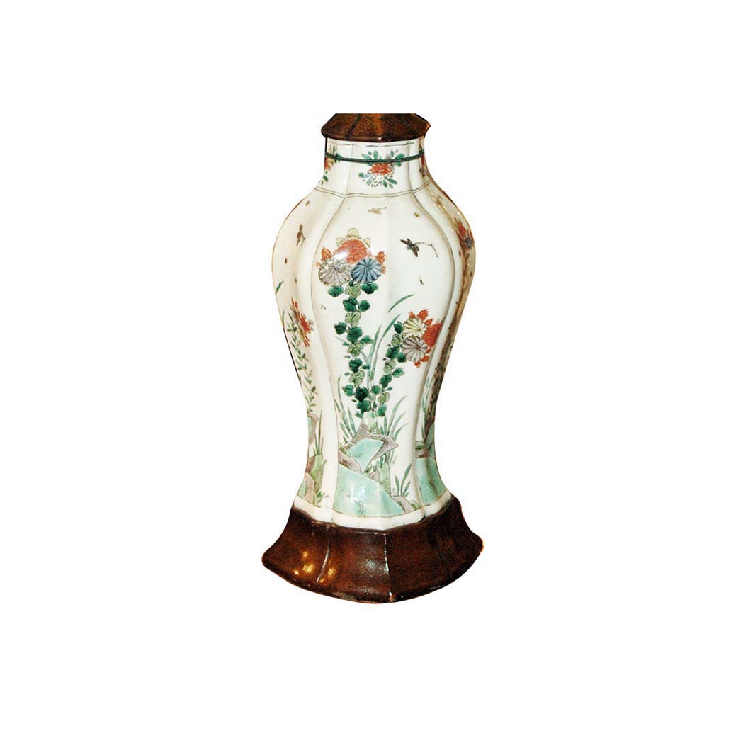 Appraisal: Chinese Export Famille Verte Porcelain Lamp th Century Of lobed