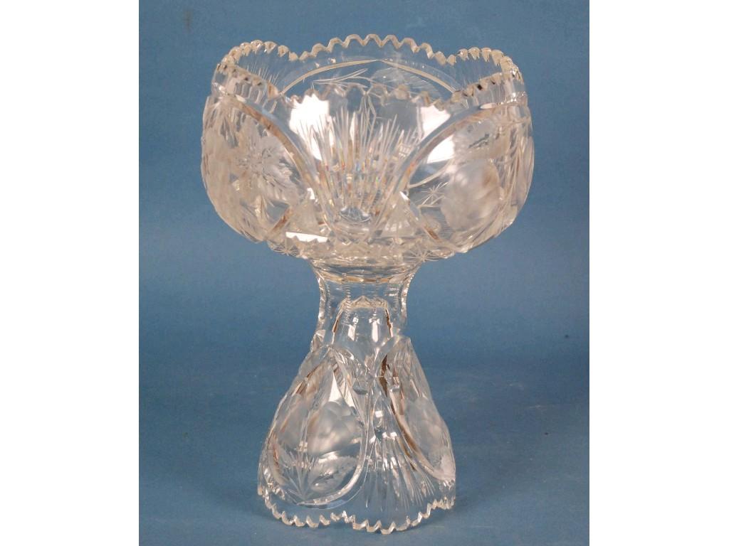 Appraisal: CUT GLASS TWO PART PEDESTAL FRUIT BOWL VASE AND BOWL