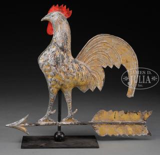 Appraisal: ROOSTER ON ARROW FULL BODY COPPER WEATHERVANE Late th century