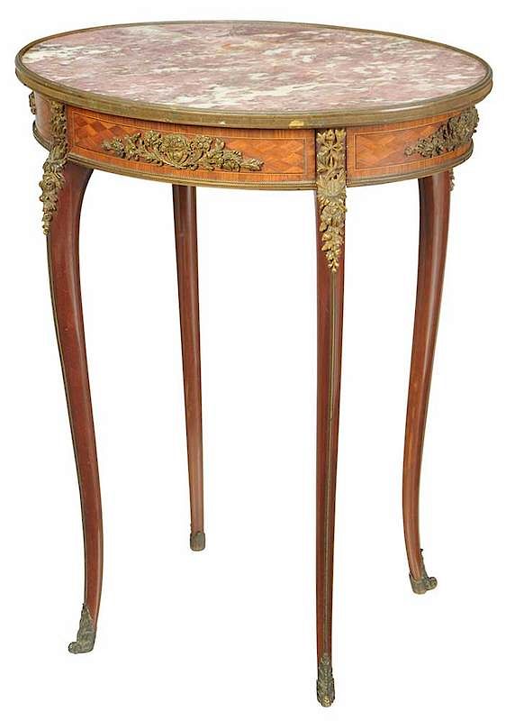 Appraisal: Louis XV Style Ormolu-Mounted Side Table French th century ovoid-form