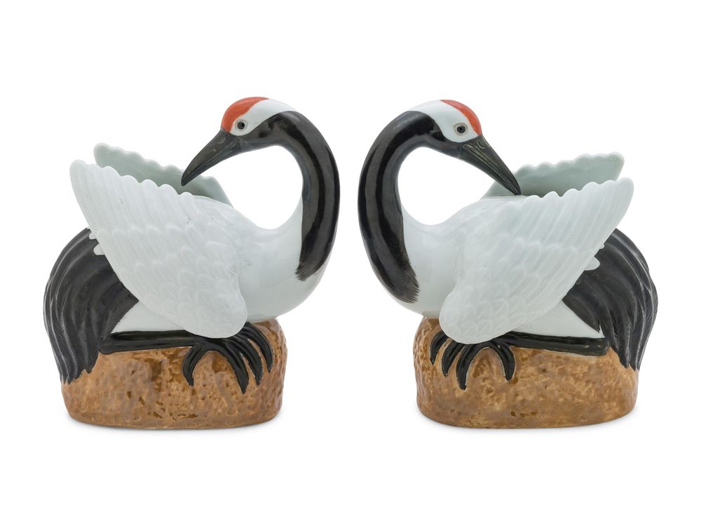 Appraisal: A Pair of Chinese Export Porcelain Figures of Cranes A