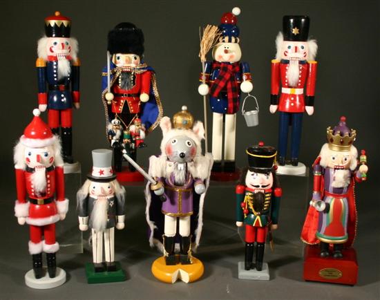 Appraisal: Group of nine modern traditional and christmas nutcrackers Including nutcracker