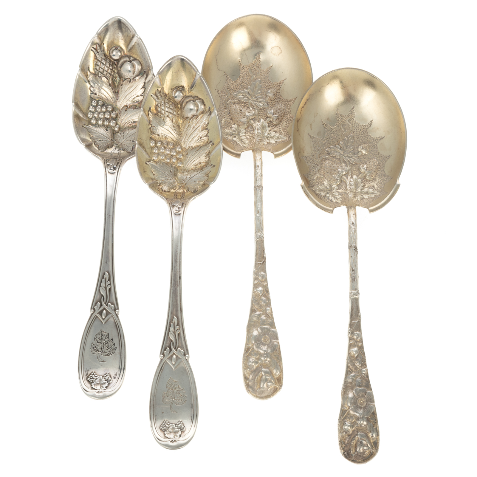 Appraisal: FOUR AMERICAN STERLING COIN SILVER BERRY SPOONS Including a pair