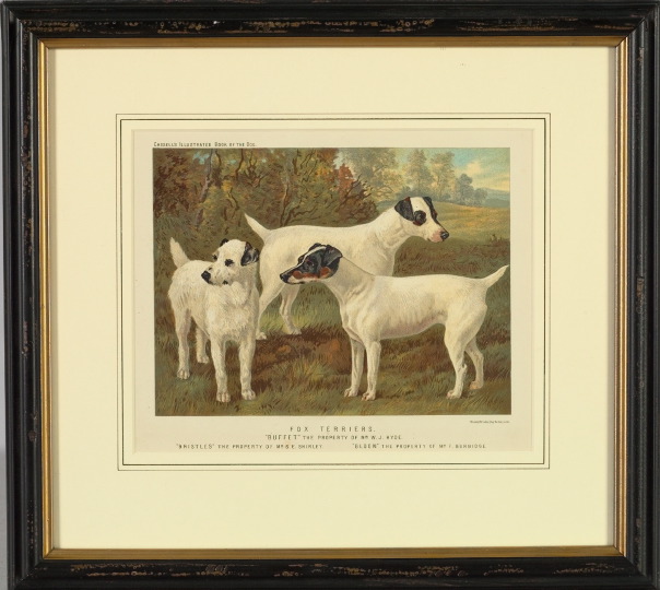 Appraisal: Pair of Nineteenth-Century Bookplate Chromolithographs Fox Terriers and English Terriers