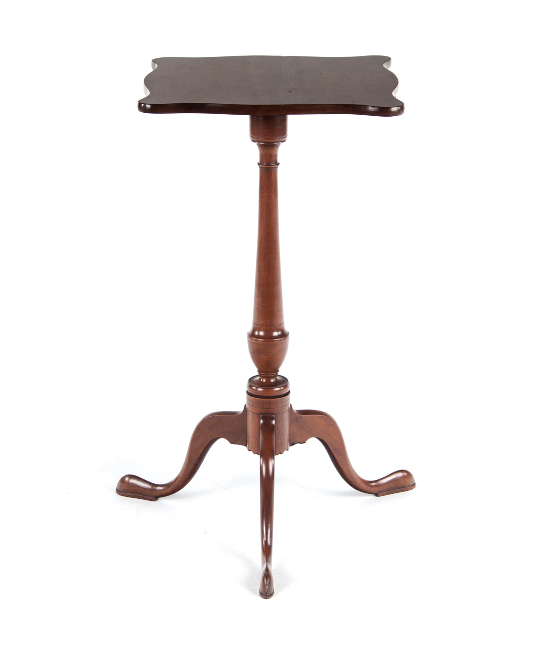 Appraisal: Federal cherrywood candlestand early th century shaped top urn-turned shaft