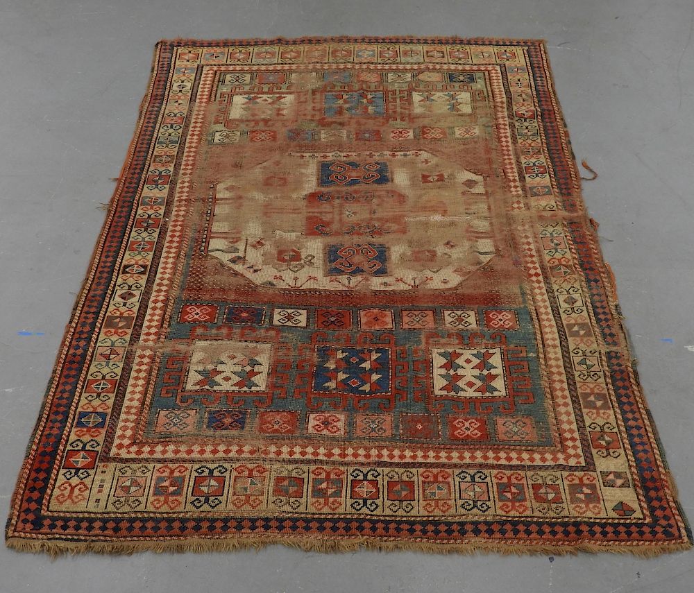 Appraisal: C Antique Karachou Kazak Oriental Carpet Rug Kazakhstan Circa Large