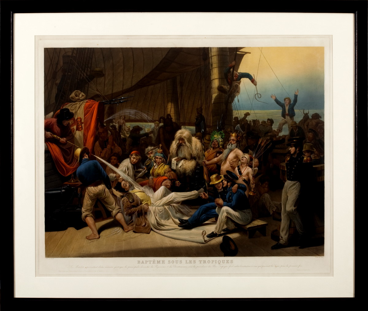 Appraisal: BAPTEME SOUS LES TROPIQUES Handcolored aquatint by Jazet after Francois-Auguste