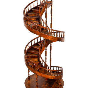 Appraisal: A Mahogany Architectural Spiral Staircase Model TH ST CENTURY Height