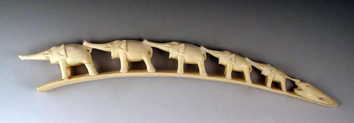 Appraisal: CARVED IVORY ELEPHANT BRIDGE elephants carved from single tusk ''