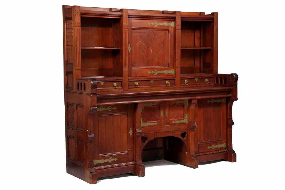 Appraisal: FURNESS SIDEBOARD - Aesthetic Period Two-Part Red Walnut Sideboard attributed