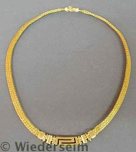 Appraisal: Ladies k gold mesh necklace l with a center Roman