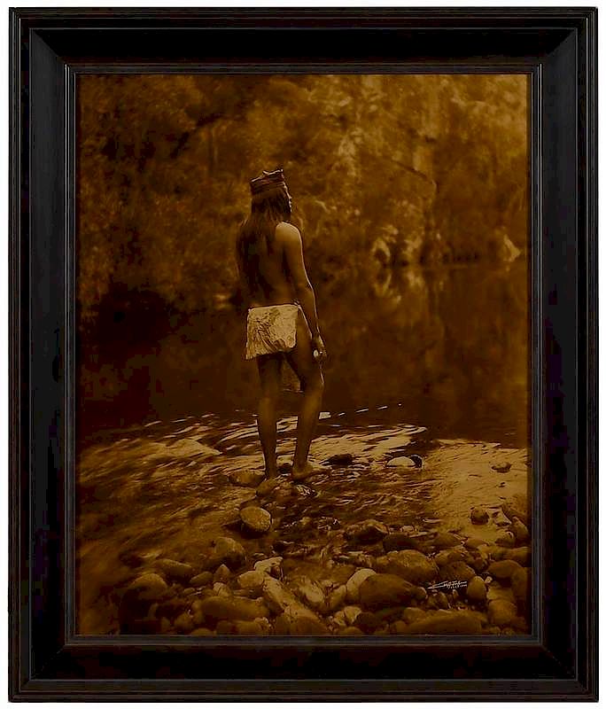 Appraisal: Edward Sherrif Curtis American - The Apache contemporary Goldtone printed