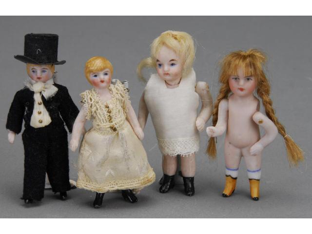 Appraisal: Lot Four Small All Bisque Dolls Germany early th century