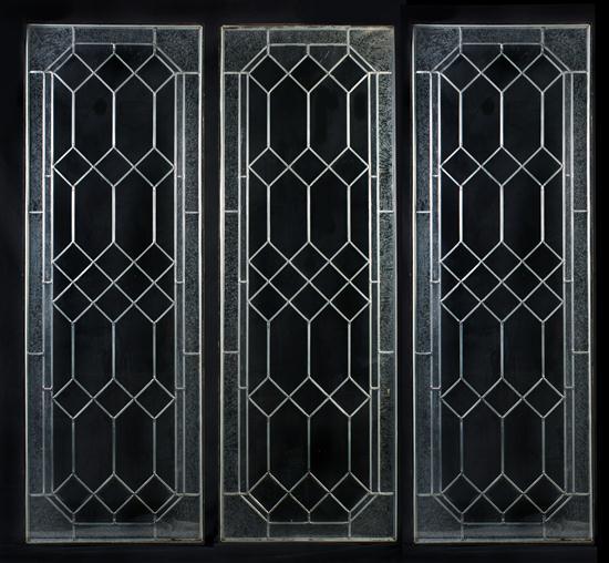 Appraisal: Three Leaded Glass Panels each matching with beveled glass accents