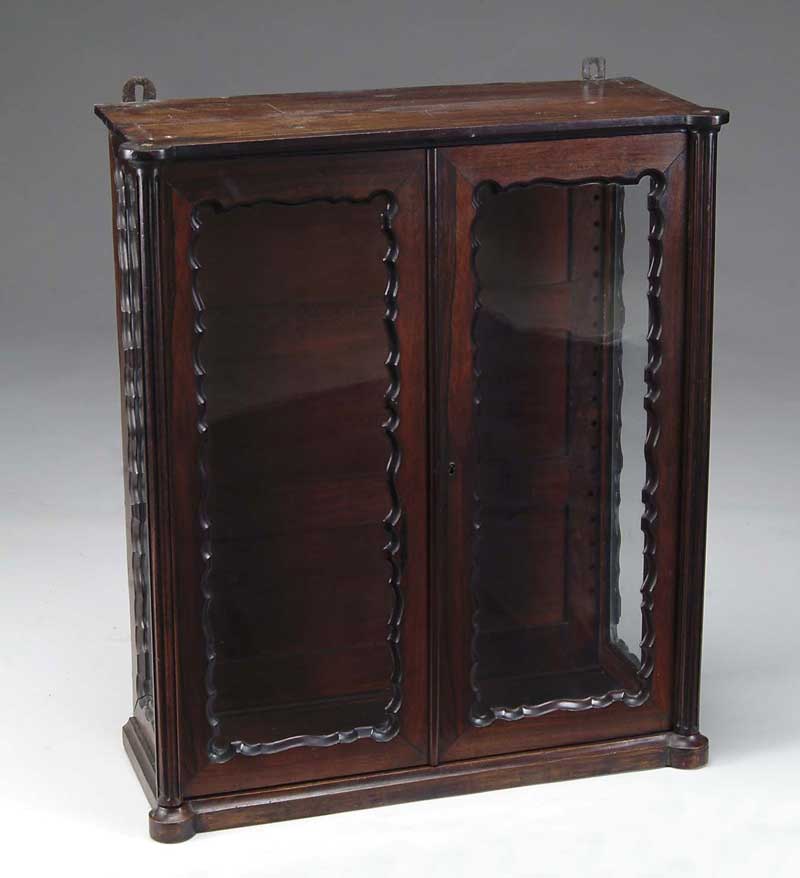 Appraisal: GOOD ROSEWOOD TWO DOOR CABINET Small hanging cabinet has two