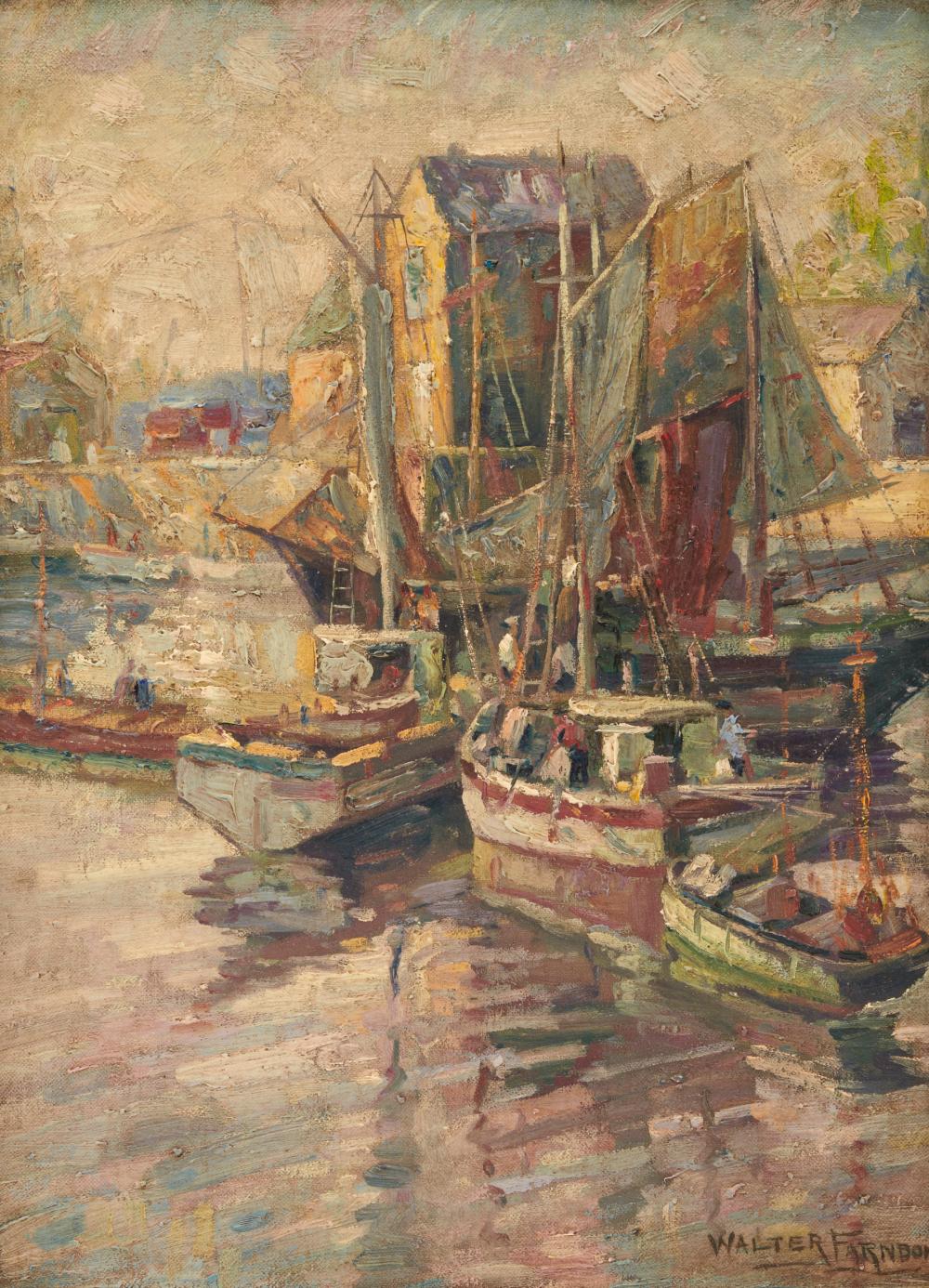 Appraisal: WALTER FARNDON American - Harbor View oil on canvas signed