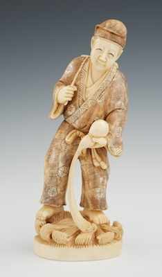 Appraisal: A Carved Ivory Figure of a Scholar A fully carved