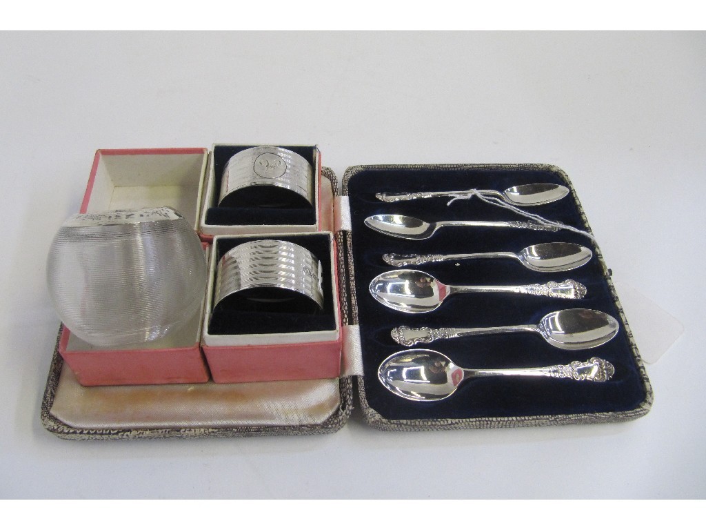 Appraisal: A lot comprising a cased set of six silver coffee