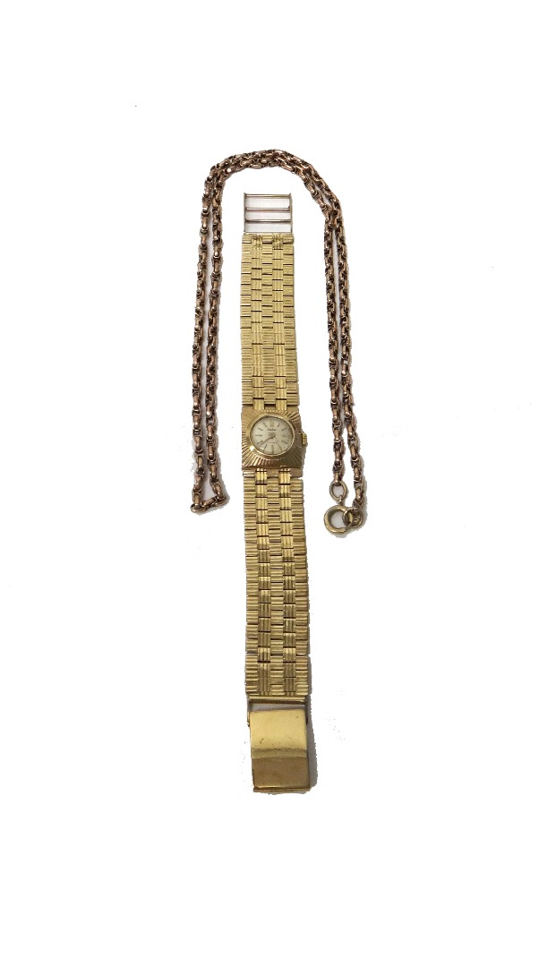 Appraisal: A lady's ct gold square cased Audax bracelet wristwatch the